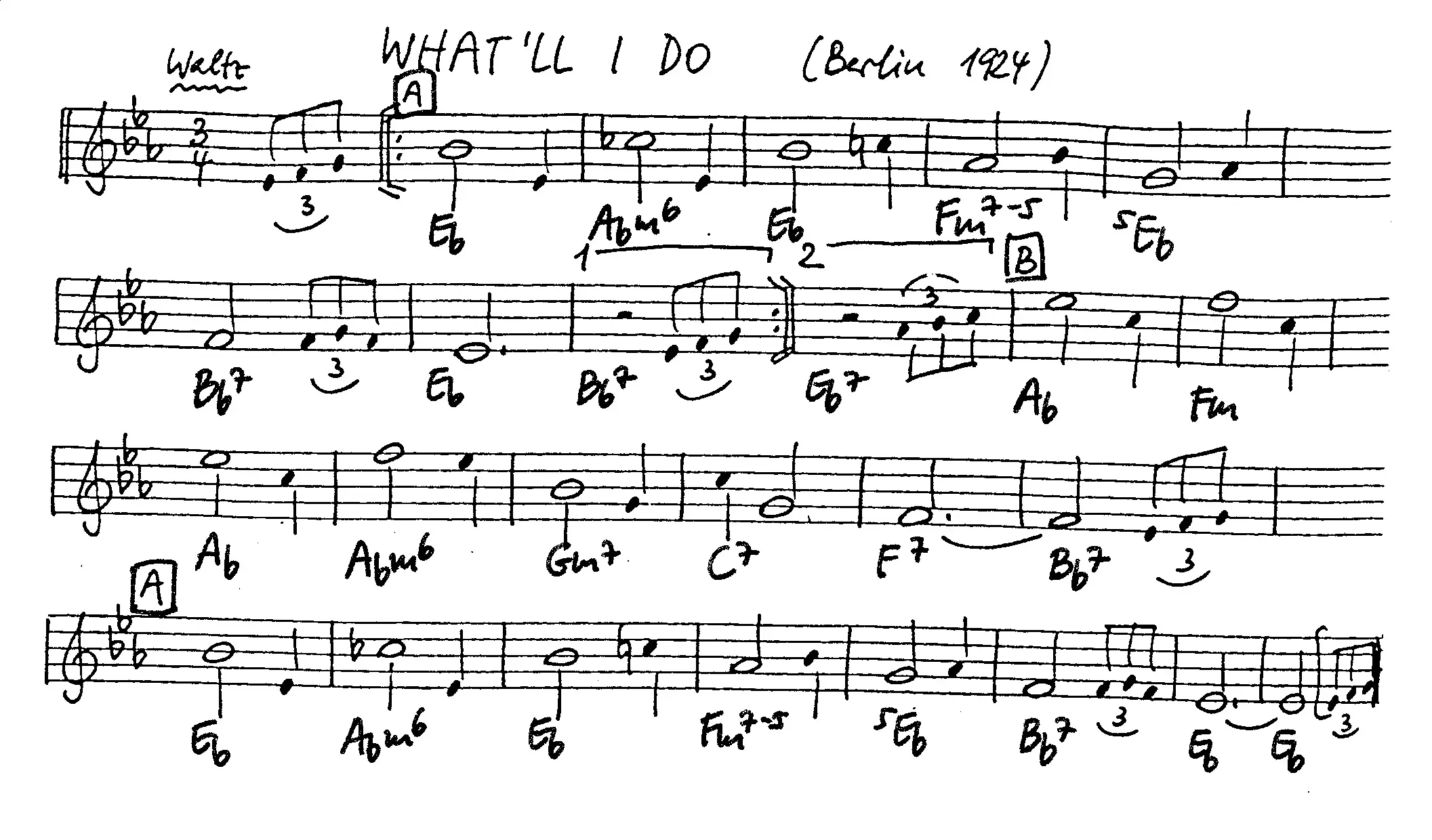 what'll i do free jazz leadsheet - Courtesy of the Jungle Jazz Band